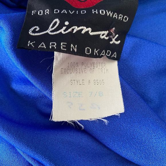 Climax by Karen Okada sz 8 Blue Sequin Sheer Midi Vintage Cocktail Dress - Picture 7 of 13